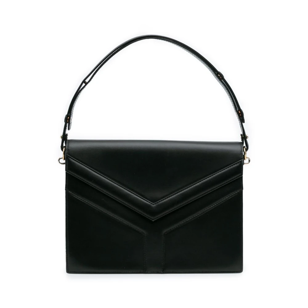 Saint Laurent Vintage Women's Black Pre-Owned Flap Shoulder Bag