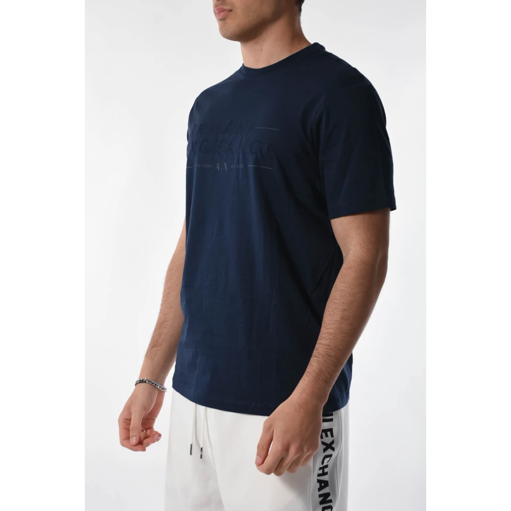 Armani Exchange Katoenen T-shirt met Frontlogo Blue Heren