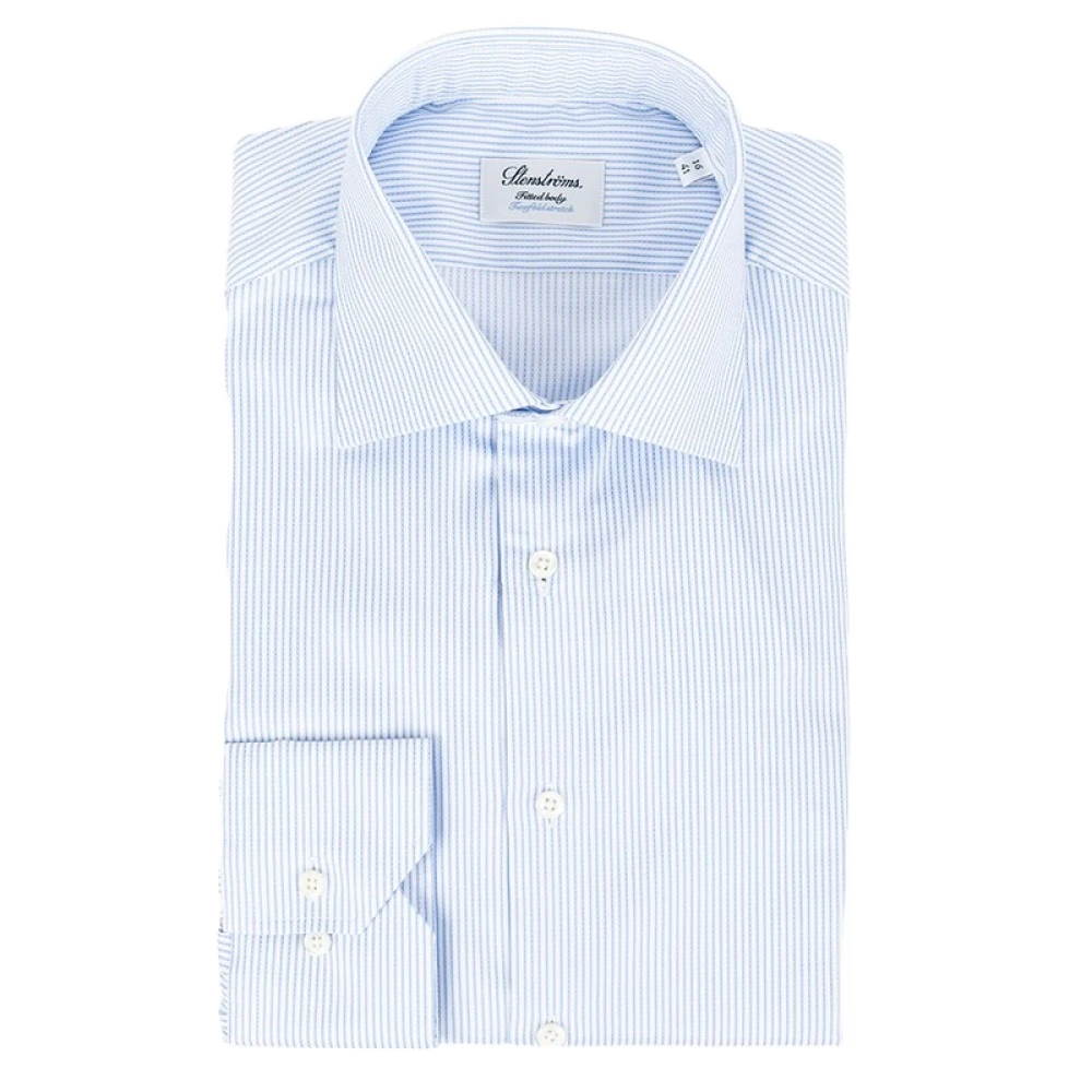 Klassisk Blå og Hvit Stripet Skjorte