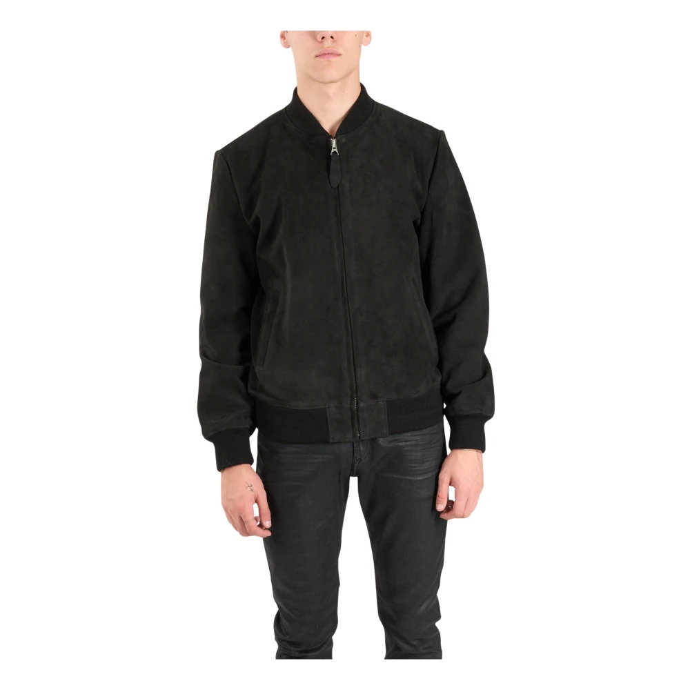 Schott NYC Suède Bomberjack met ritssluiting Black Heren