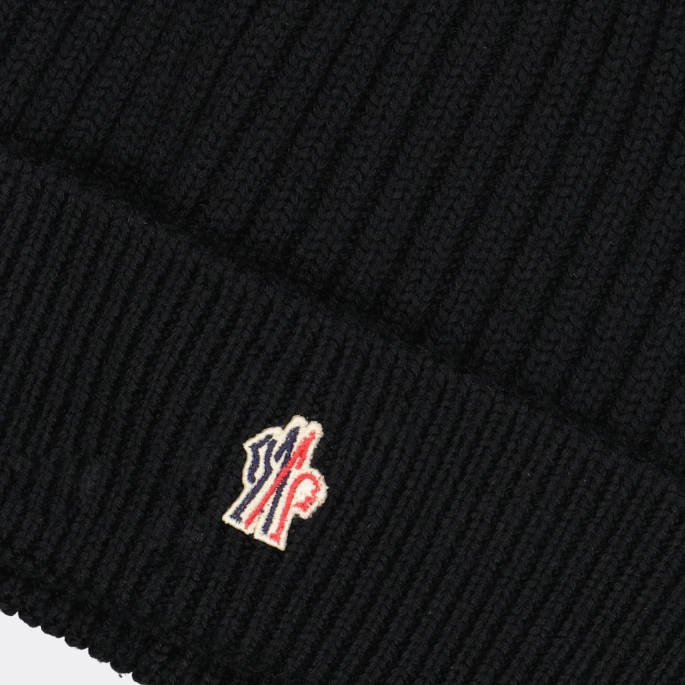 Moncler Zwarte Wol Grenoble Beanie Black Heren
