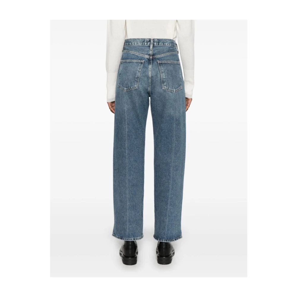Agolde Indigo Blauwe Denim Jeans Rechte Pijp Blue Dames