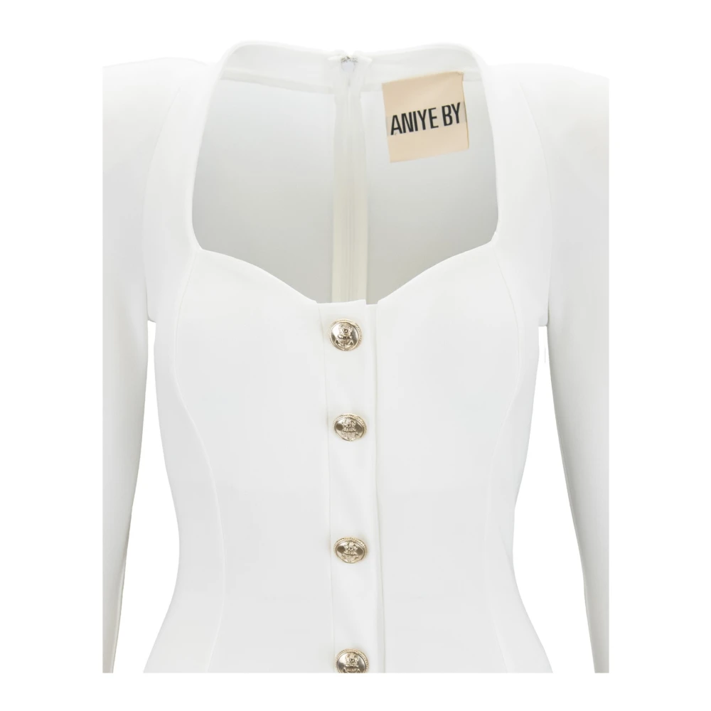 Aniye By Gouden Knoop Korte Jurk met Rits White Dames