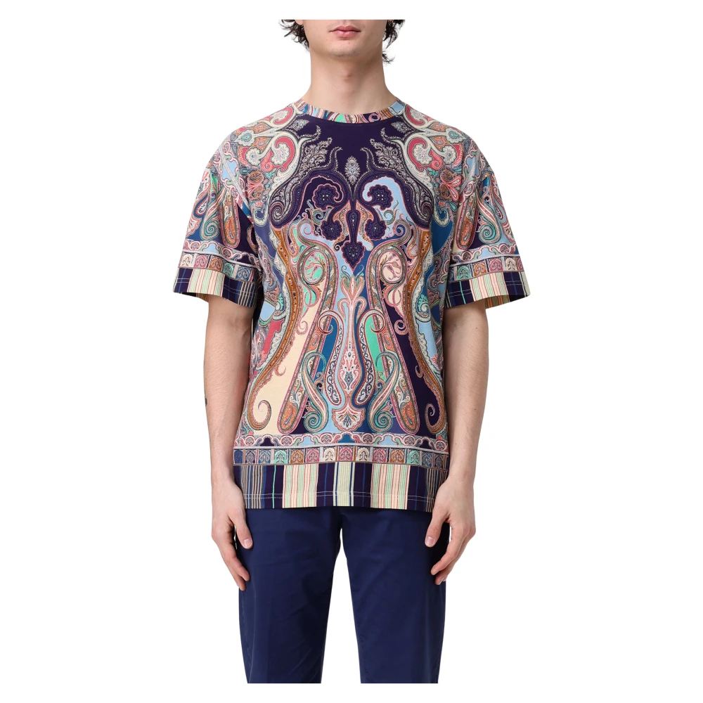 ETRO Effen T-shirt Geen Logo Multicolor Heren