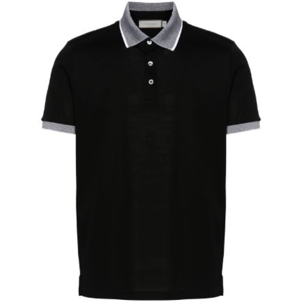 Canali Zwarte Polo Shirt Black Heren
