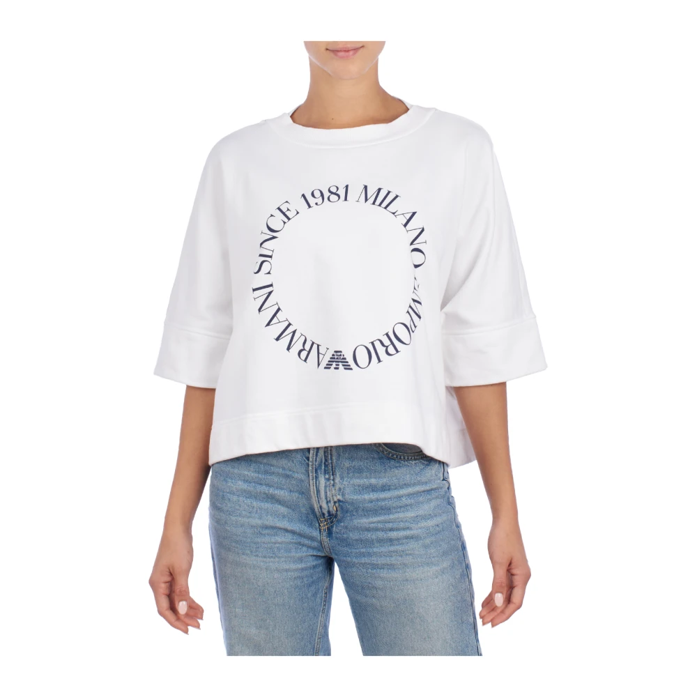 Emporio Armani Ronde hals Casual Sweatshirt White Dames