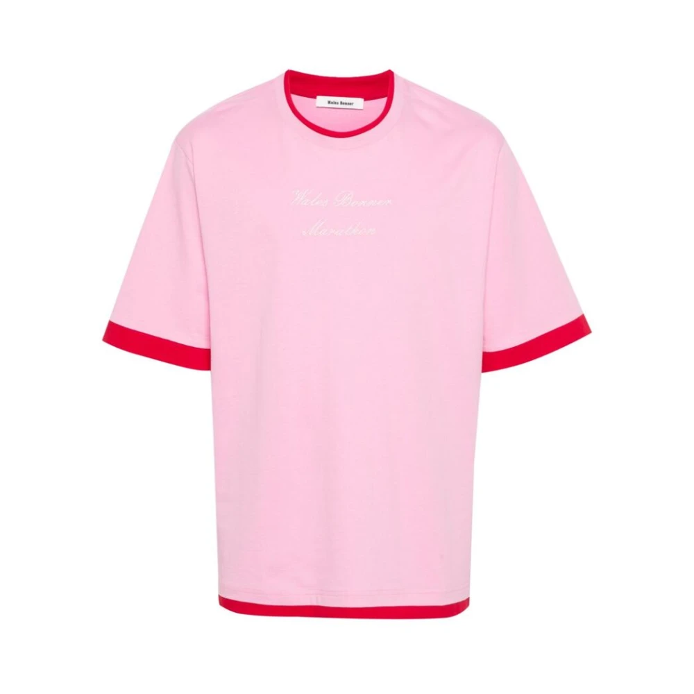 Wales Bonner Biologisch Katoenen Jersey T-shirt Pink Heren