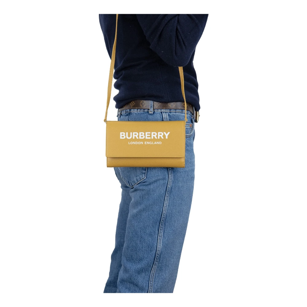 Burberry Leren schoudertas met knoopsluiting Yellow Dames