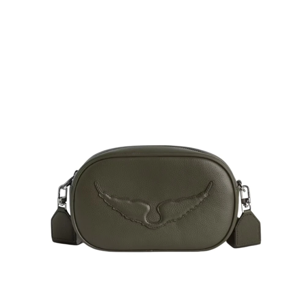 Zadig & Voltaire Khaki Leren Cameratas met Oortelefoonhoes Green Dames
