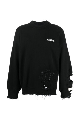 logo-shredded-knit-sweater
