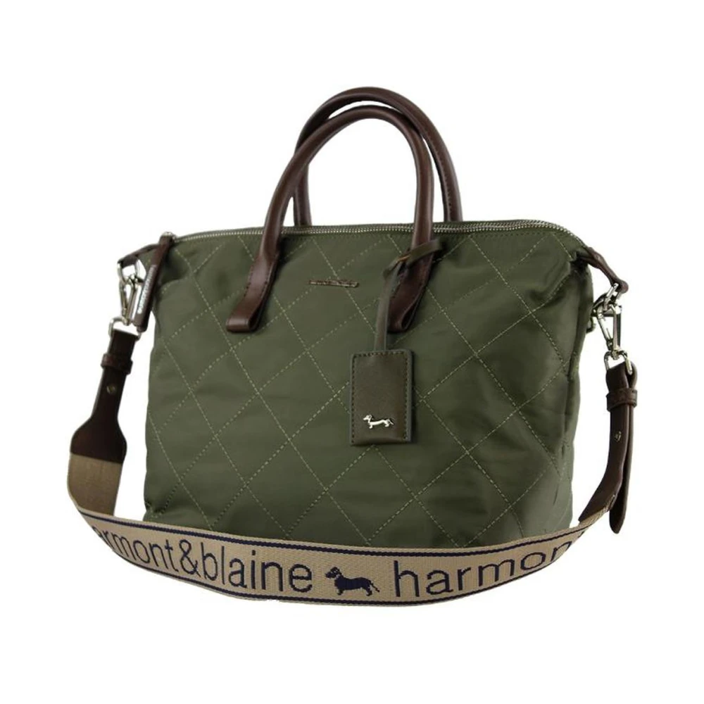 Harmont & Blaine Syntetisk dragkedja shoppingväska med avtagbar rem Green, Dam