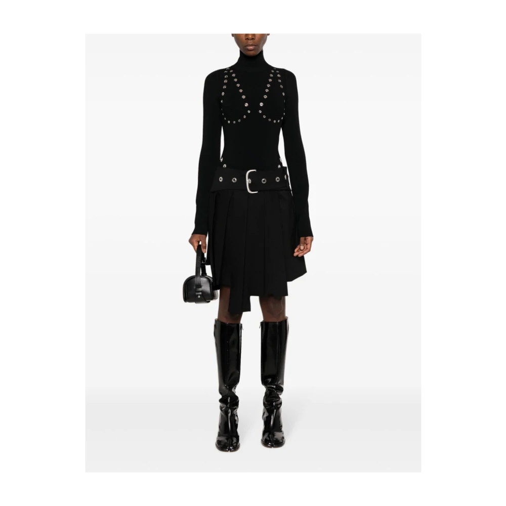Off White Zwarte hoge hals viscose trui Black Dames