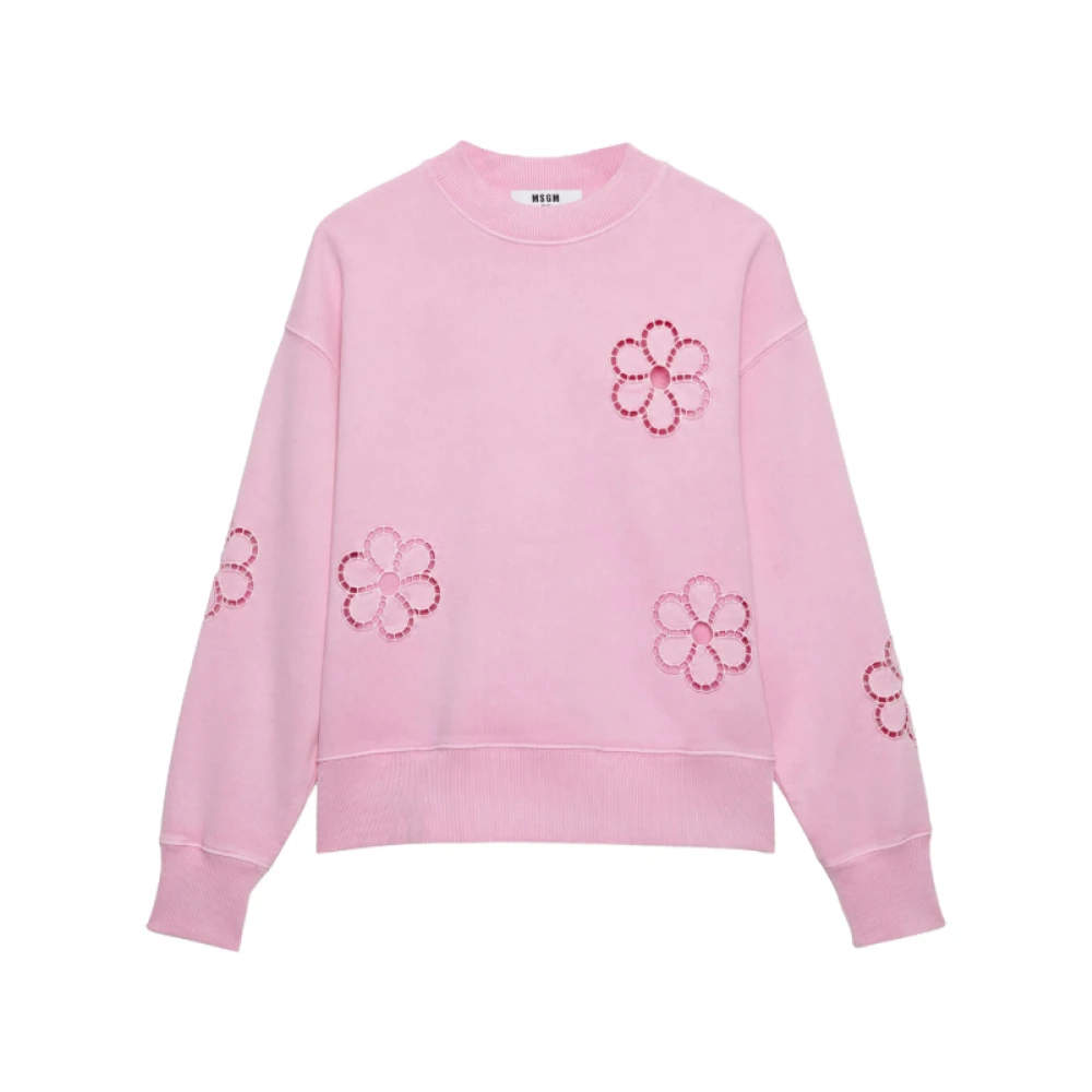 Msgm Bloemen geborduurde crewneck trui Pink Dames