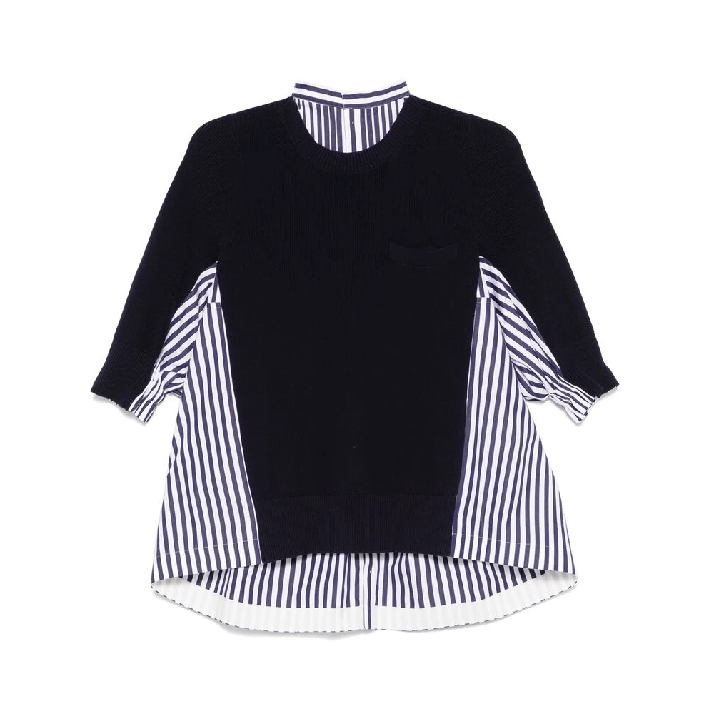 Sacai Blauwe Gebreide Trui Blue Dames