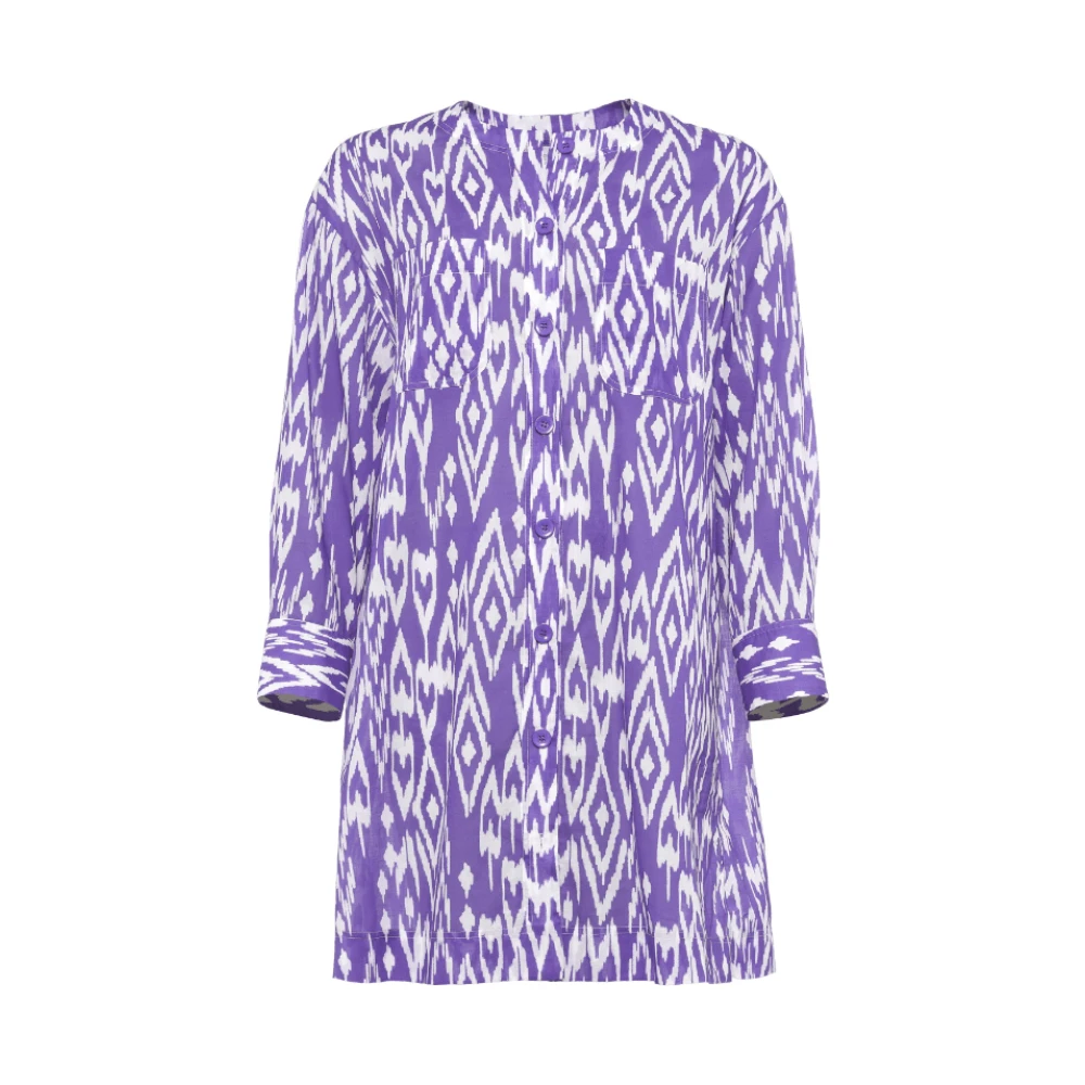 Eres Grafische Print Katoenen Strandjurk Purple Dames