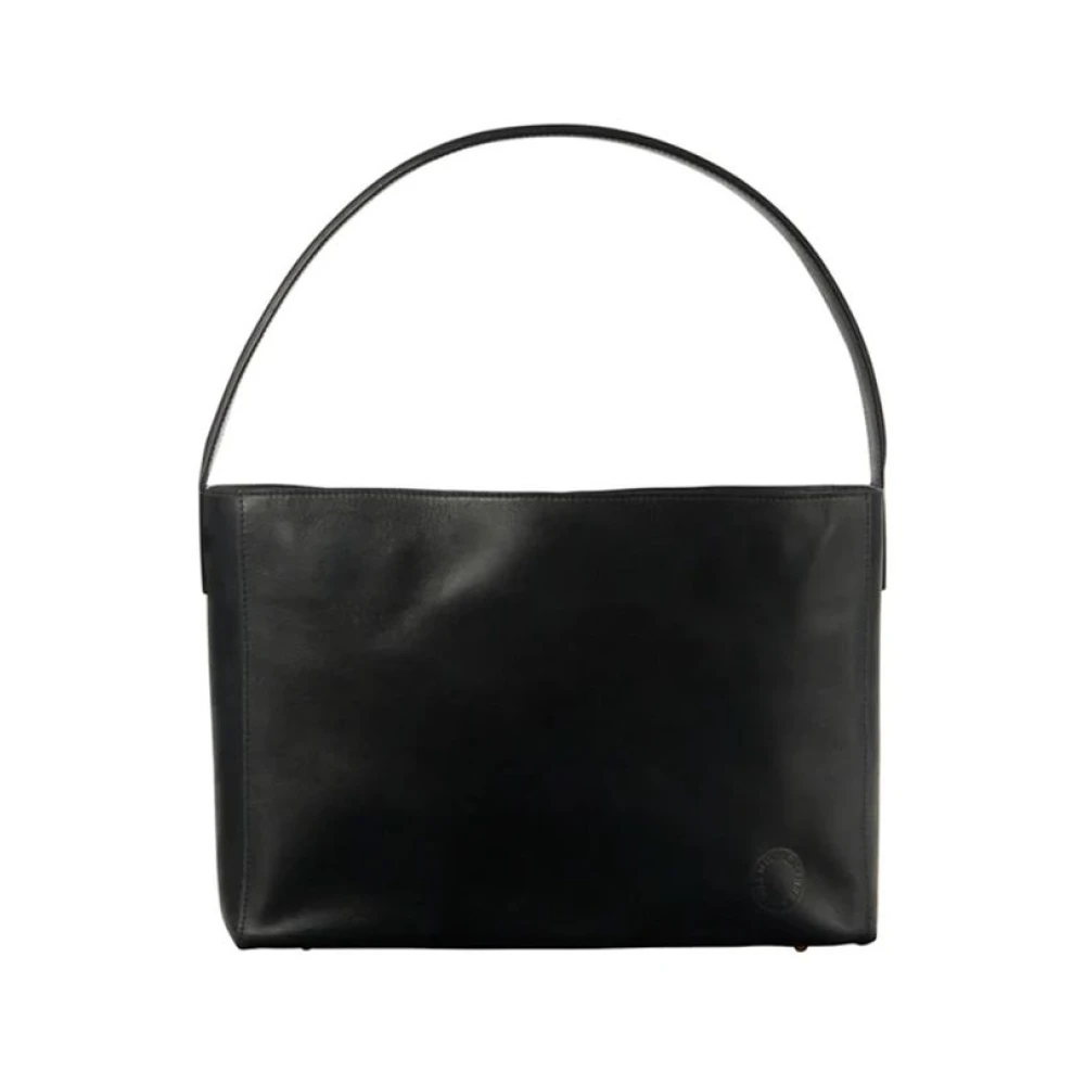 Ines De La Fressange Paris Léonore L zwarte leren tas Black Dames