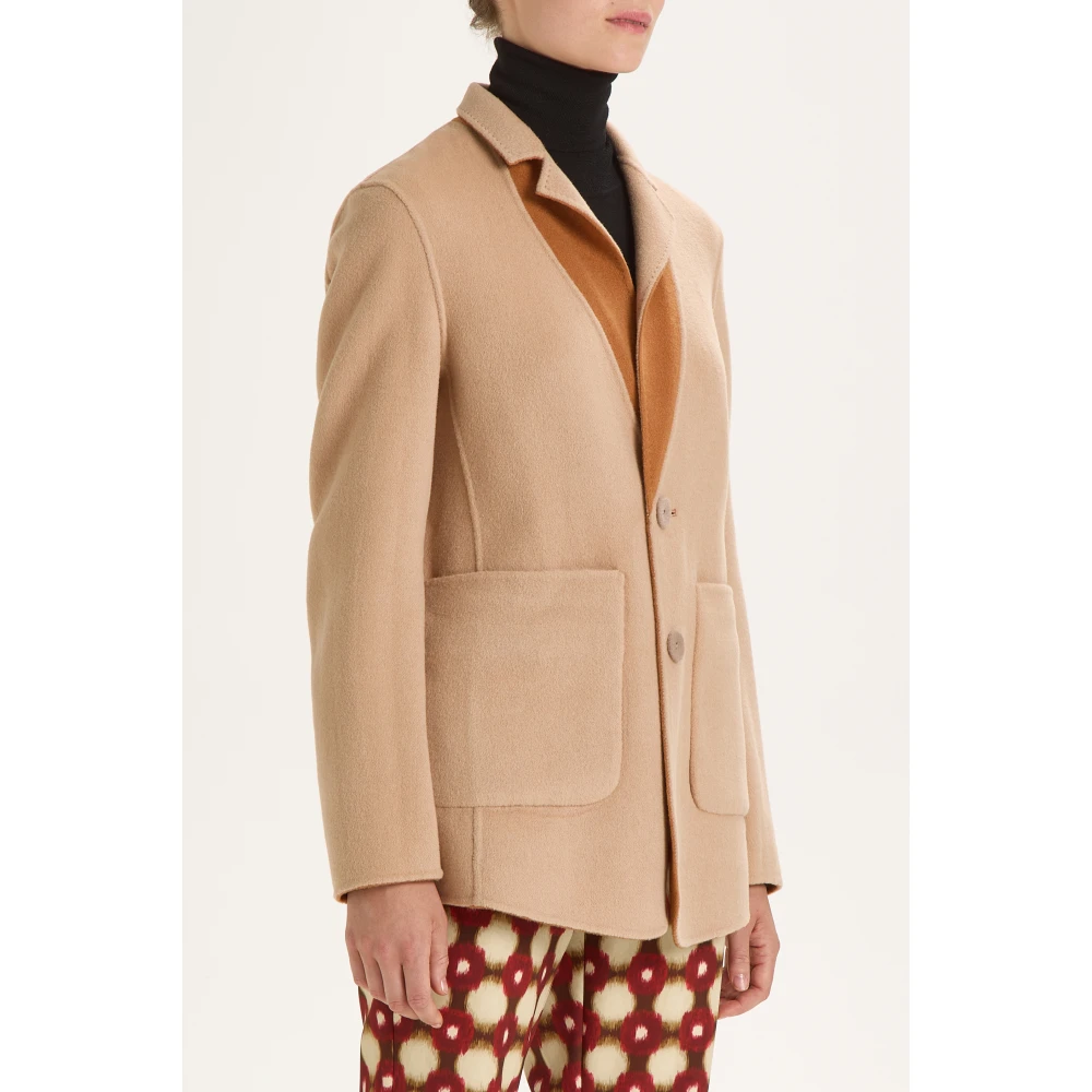 Maliparmi Omkeerbare Wollen Jas met Revers Beige Dames