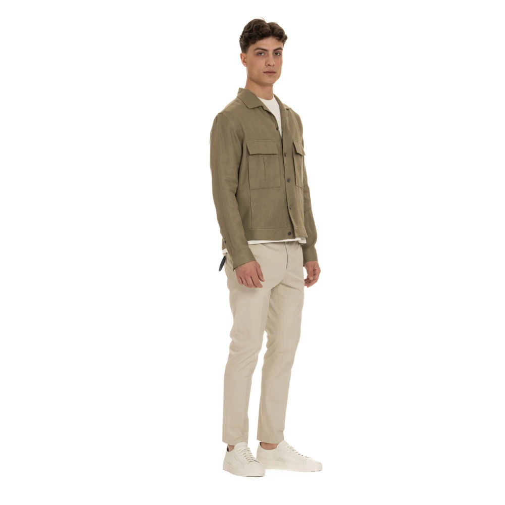 Ermenegildo Zegna Groene Linnen Overshirt Jas Green Heren