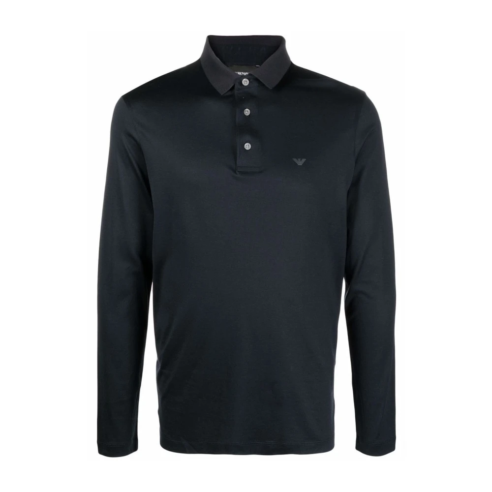 Emporio Armani Navy Polo Shirt Lange Mouw Blue Heren