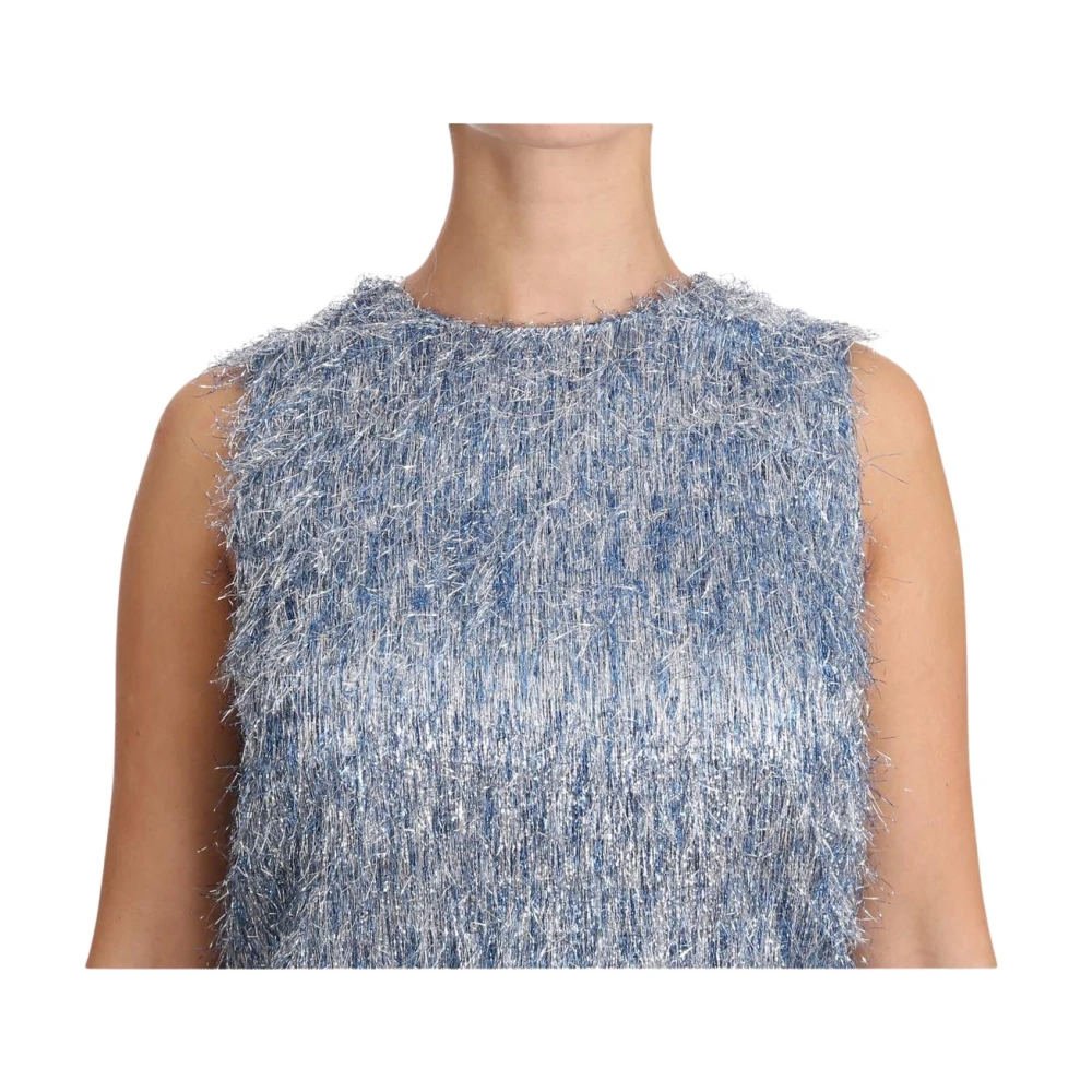 Dolce & Gabbana Elegant Fringe Shift Dress - Female - Short Dresses - Blue - L - Dresses - Image 3