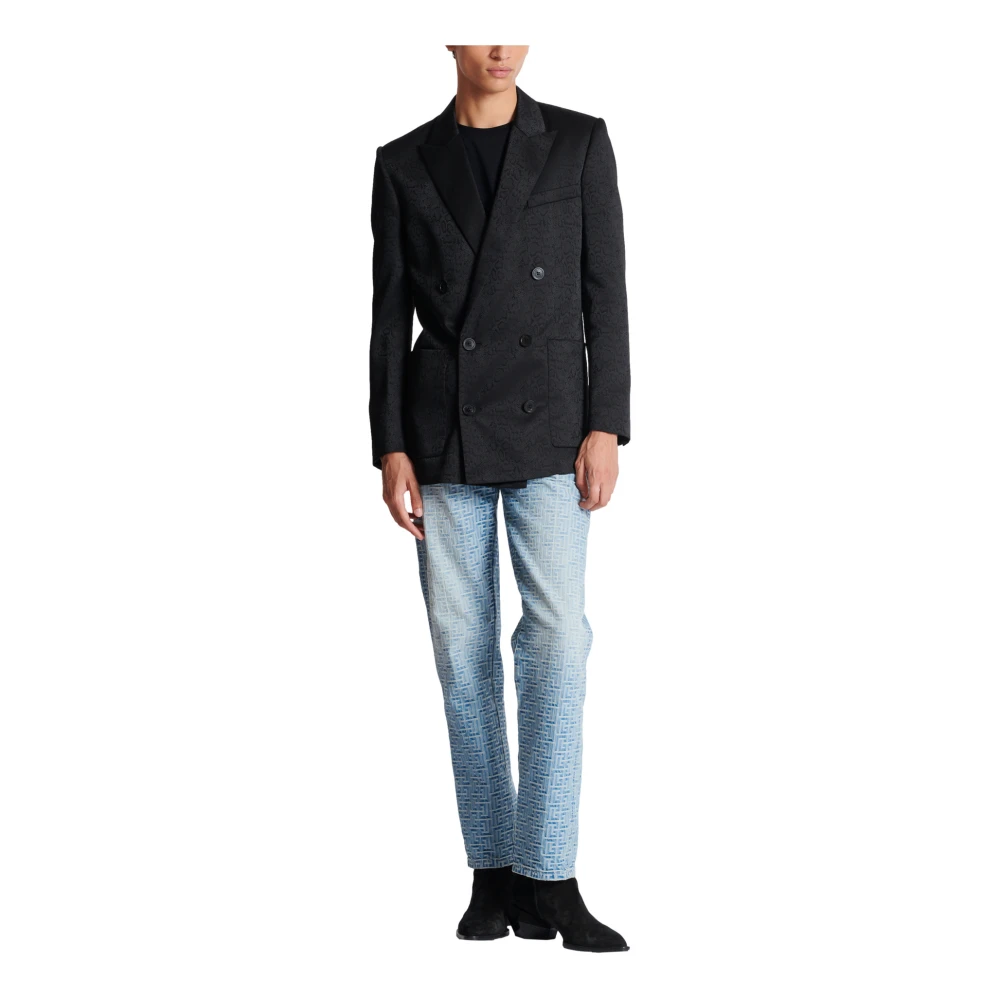Balmain Python Jacquard Blazer Blue Heren