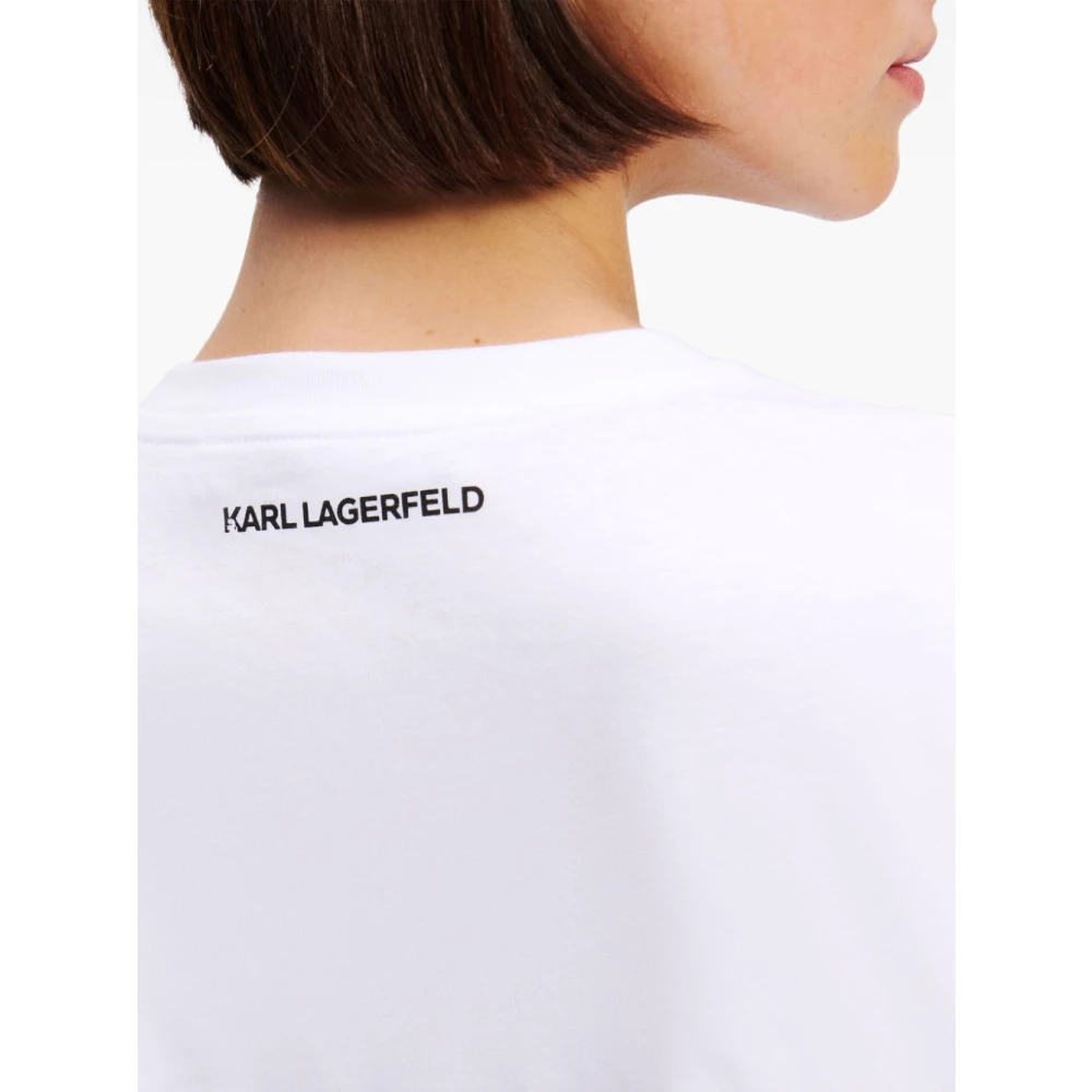 Karl Lagerfeld Witte Geborduurde Handtekening T-Shirt White Dames