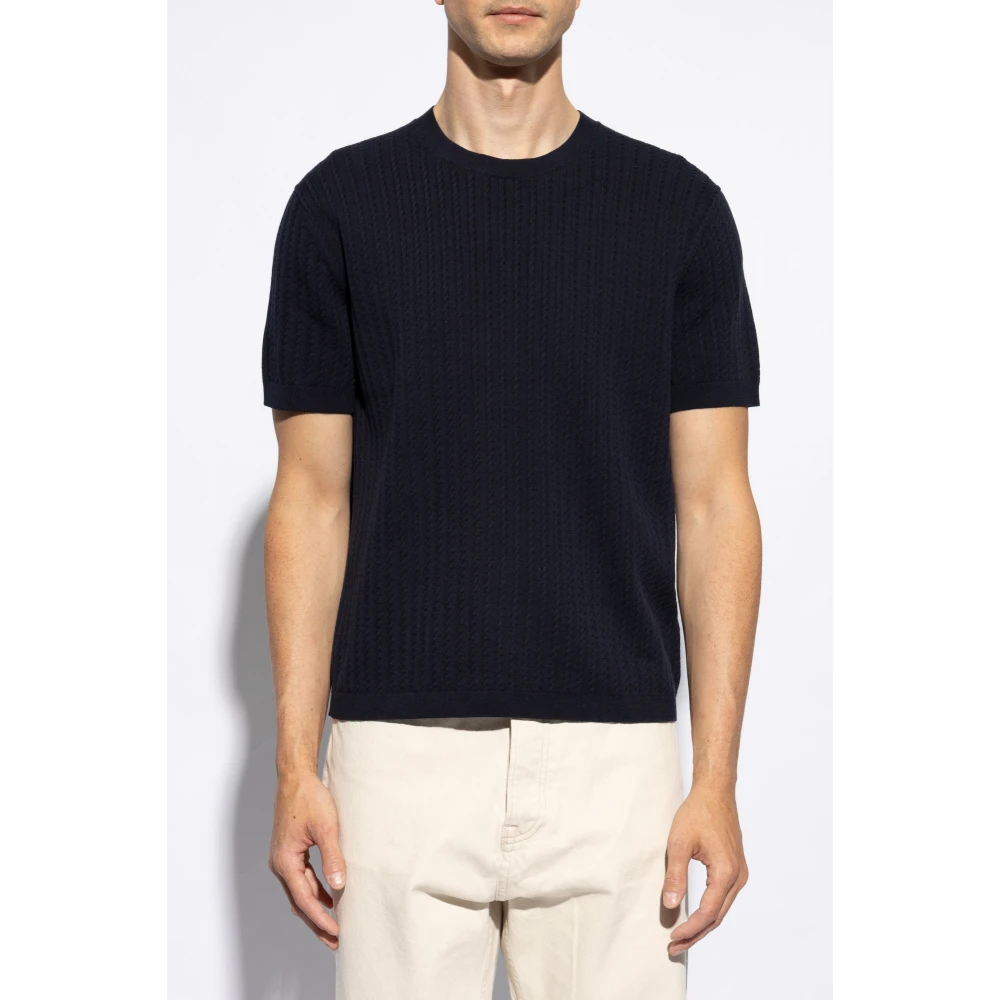 Theory Gebreid T-shirt Blue Heren
