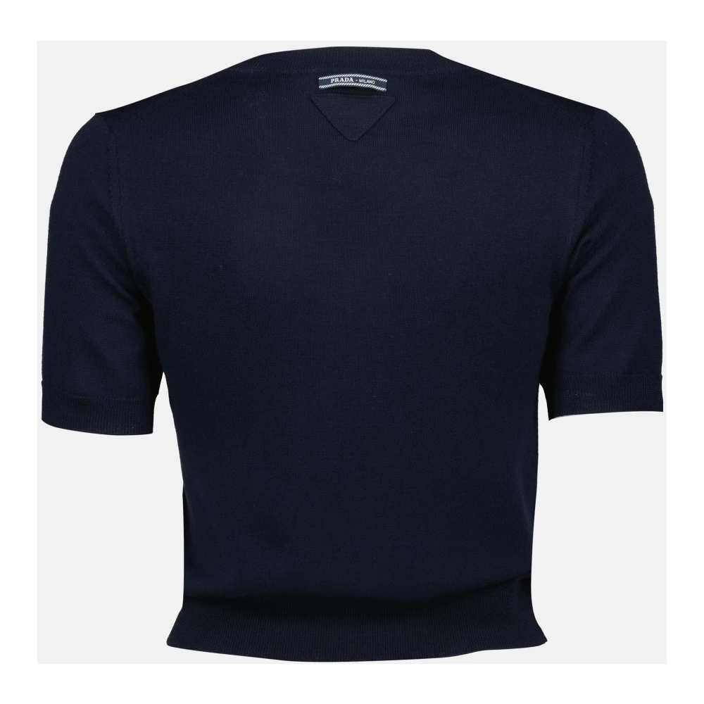 Prada Kortemouw wollen trui marineblauw Blue Dames