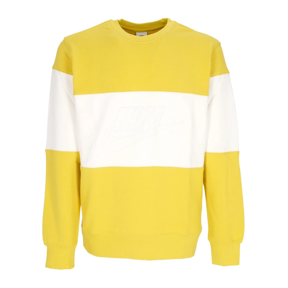 Nike Men's Yellow Long Sleeve Training Tops, Xl, Colorblock Lightweight Crewneck Sweatshirt