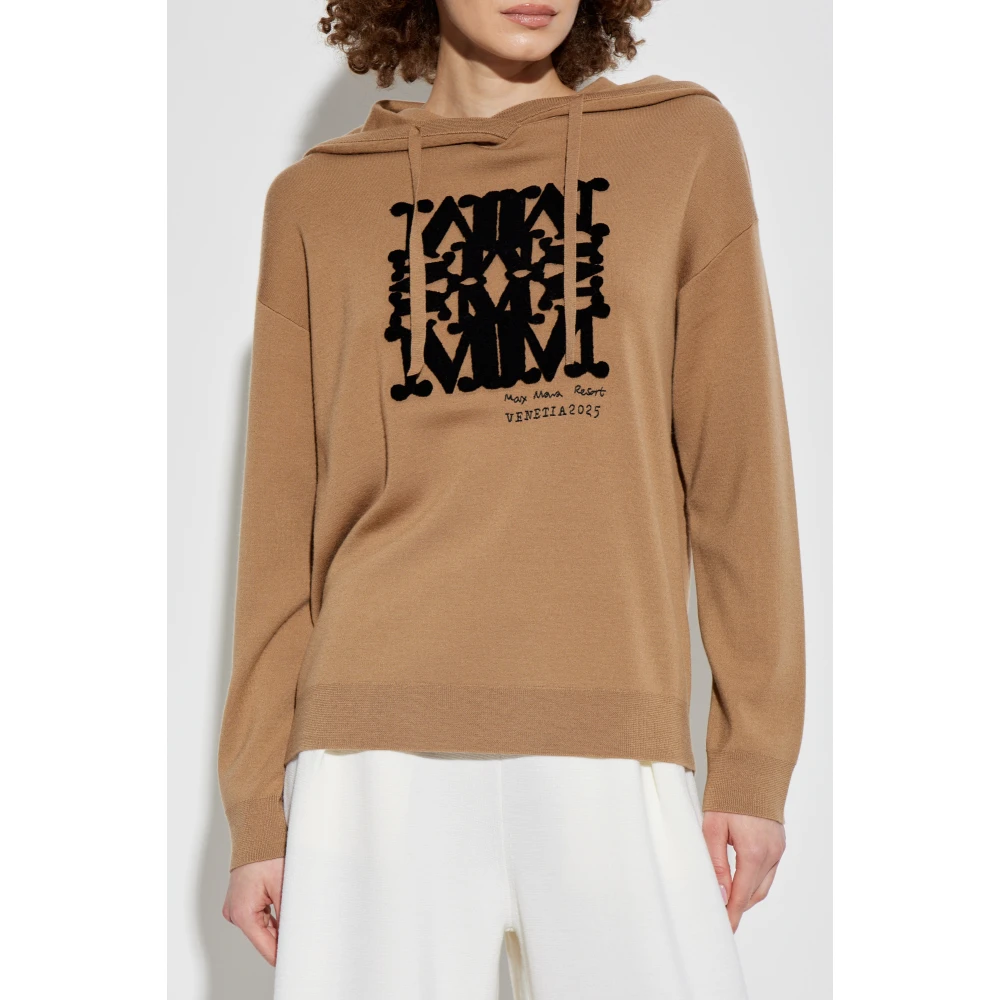 Max Mara Wollen hoodie Sfinge Brown Dames