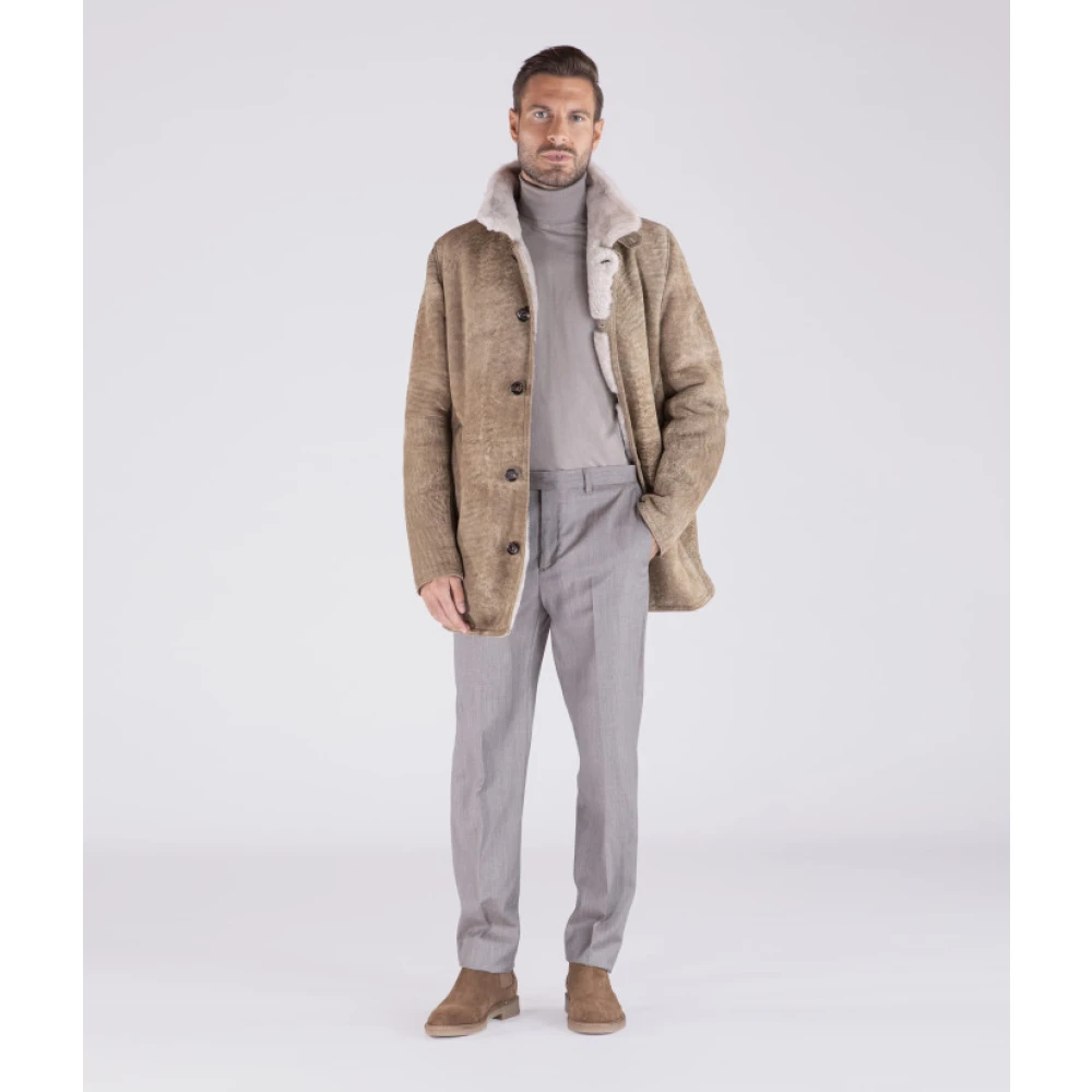 Gimo's Vintage Shearling Suede Jas Beige Heren