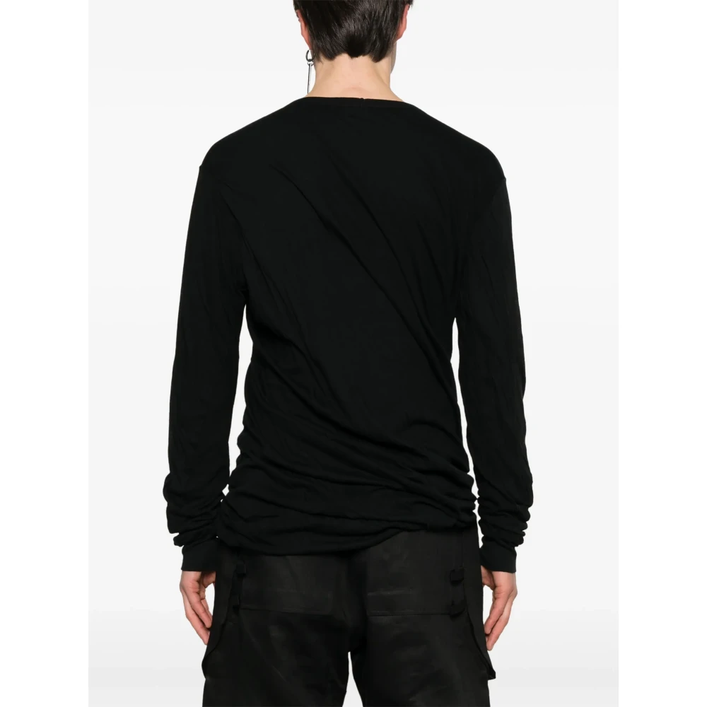 Rick Owens Zwart Katoenen Shirt met Lange Mouwen en Ronde Hals Black Heren