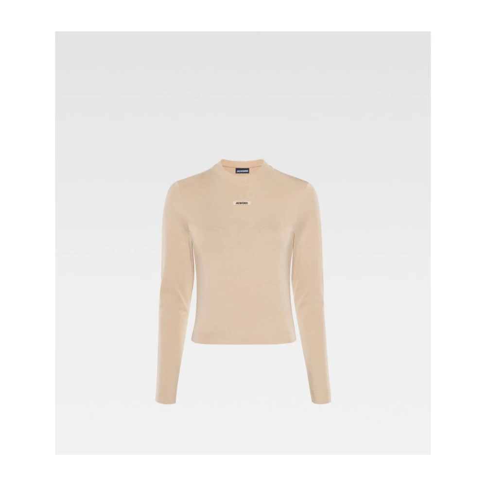 Jacquemus Lange Mouw Gros Grain T-Shirt Beige Dames