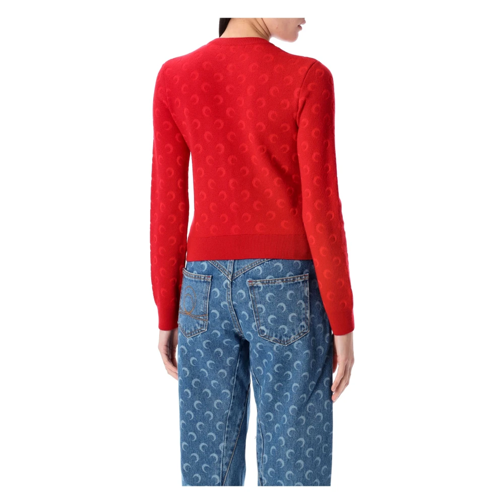 Marine Serre Rode Moon Jacquard Gebreide Vest Red Dames