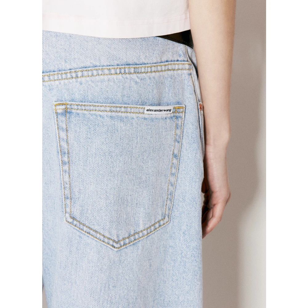 alexander wang Ballon Jeans met Leren Riem Blue Dames
