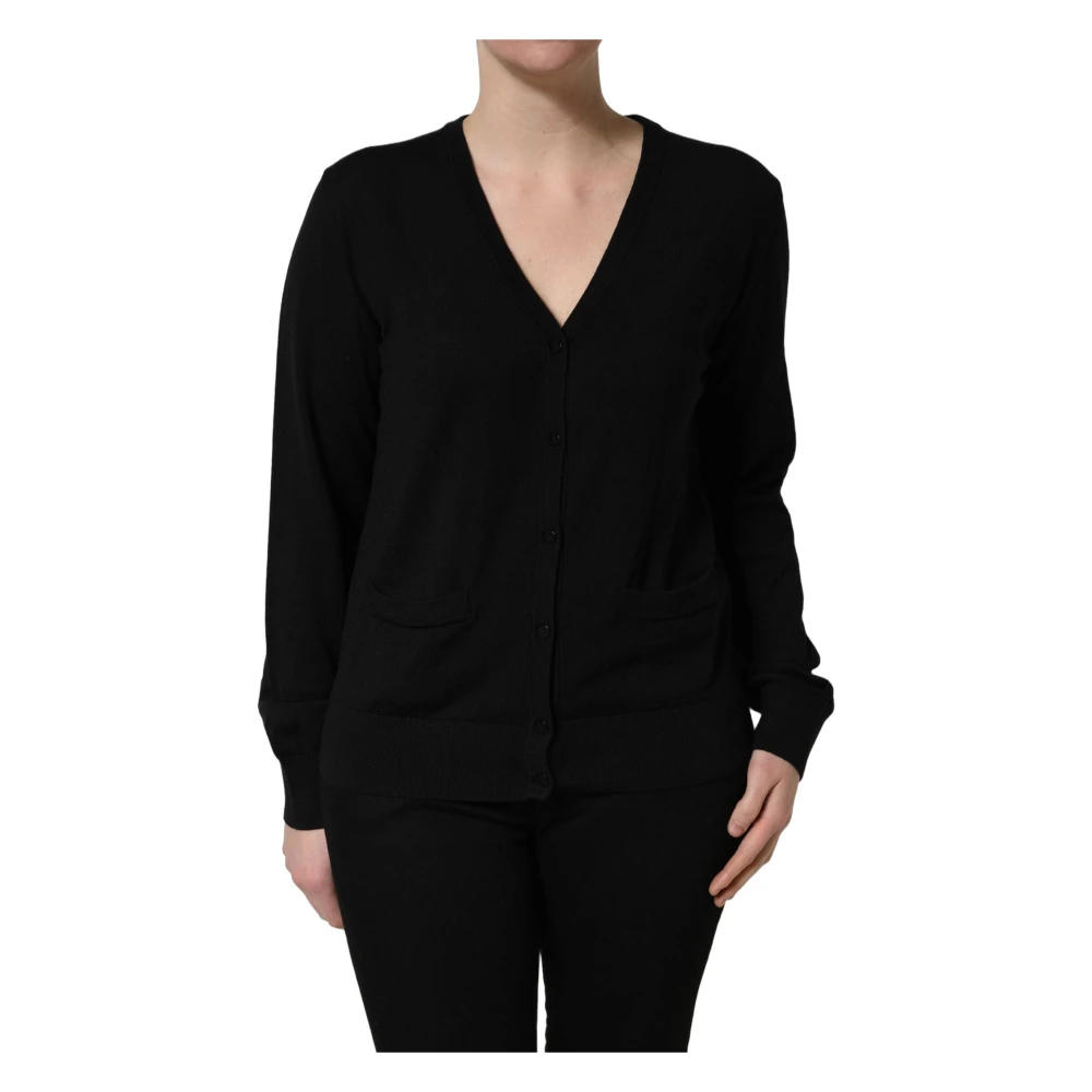 Dolce & Gabbana Women's Black Wool Knit Button Cardigan Jumper - Cardigans - 2XL - Knitwear