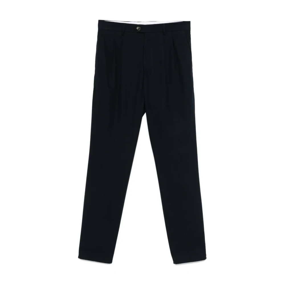 BRUNELLO CUCINELLI Marineblauwe Katoenen Chino met Knoopsluiting Blue Heren