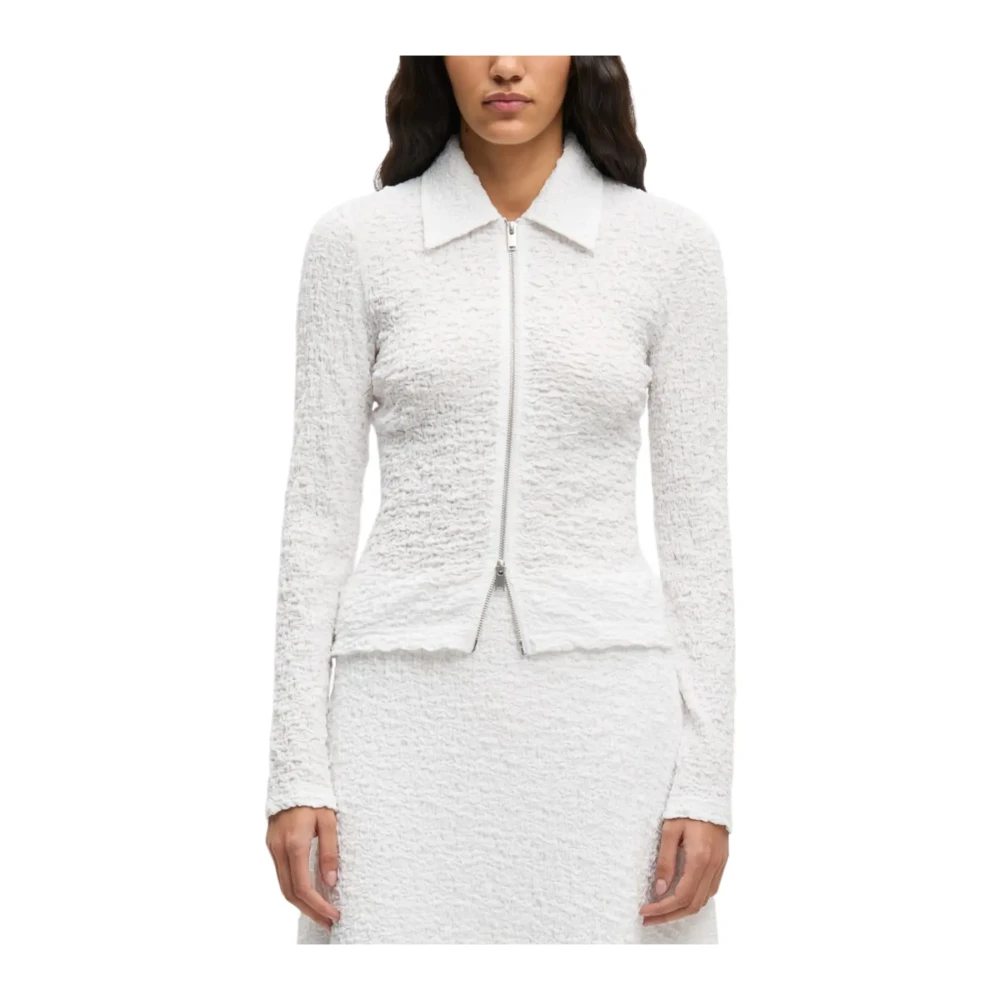 Samsøe Samsøe White Sadaisy Zip Blouse 14232 - Female - Zip-Throughs - M - Sweatshirts & Hoodies