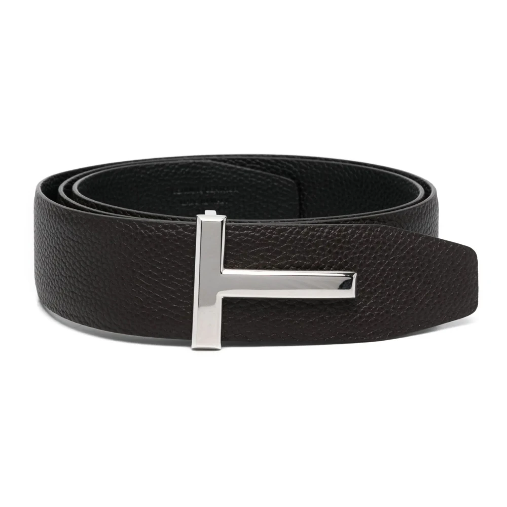 Tom Ford Men's Brown Belts, 100 Cm, Grain Leather T Icon Belt