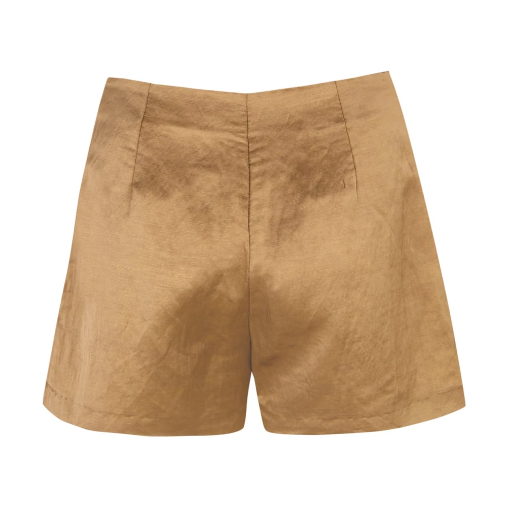 Cortana Linnen en viscose shorts in cacao Yellow Dames