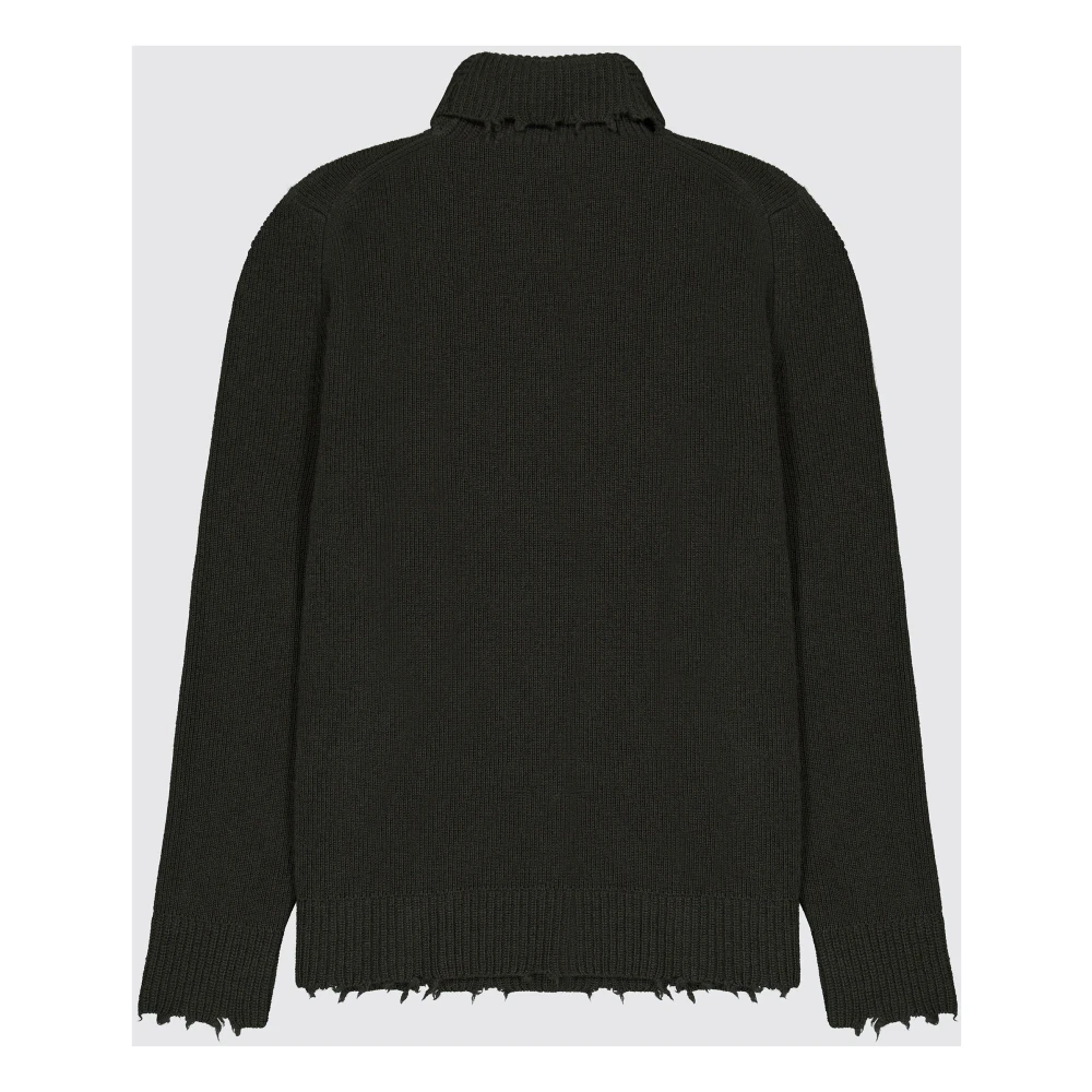 Laneus Turtleneck Sweater With Wool Breakages Green Heren