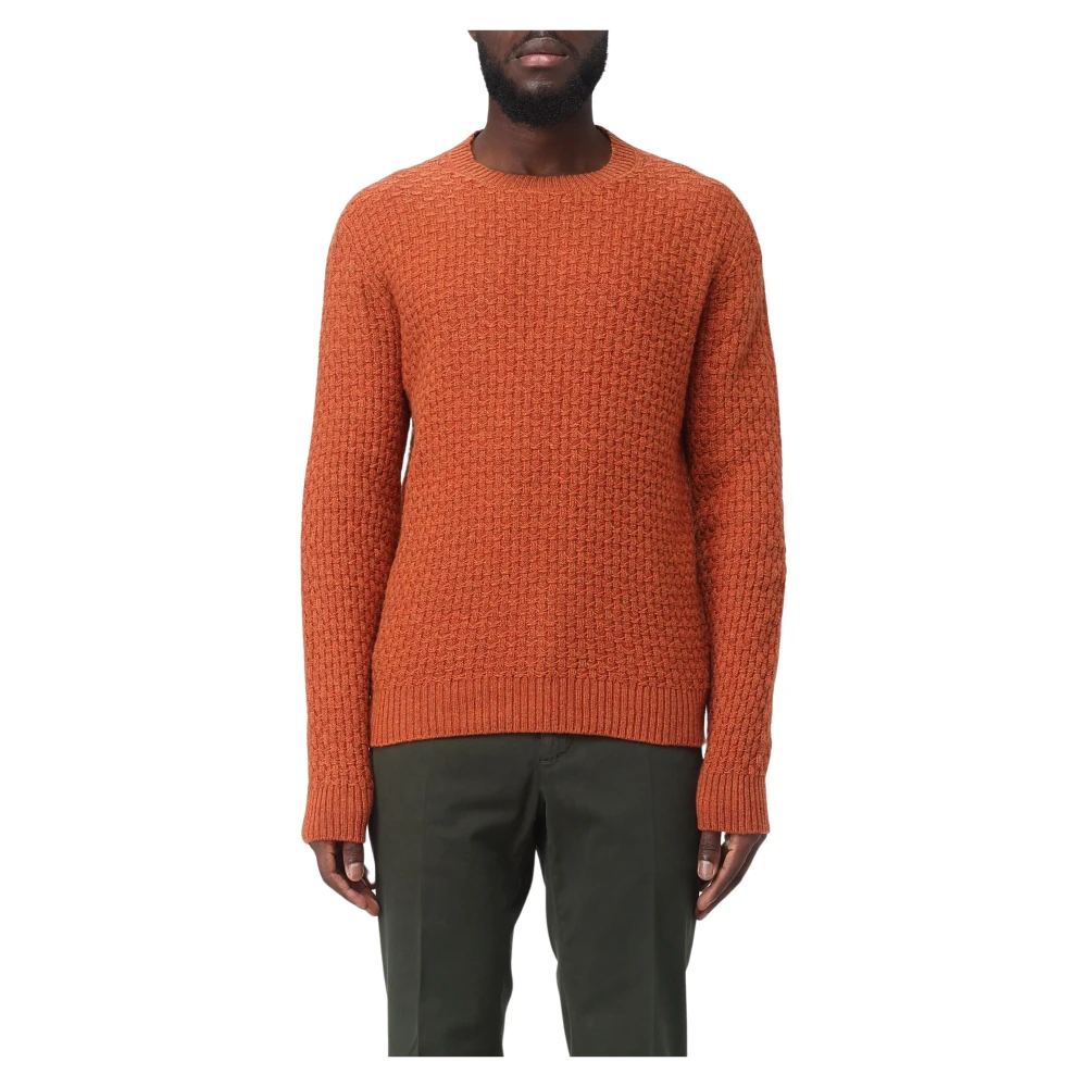 Zanone Crew Neck Sweater Orange Heren