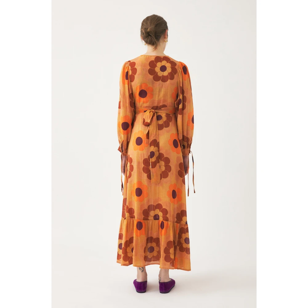 Antik batik Print maxi jurk Suny Brown Dames