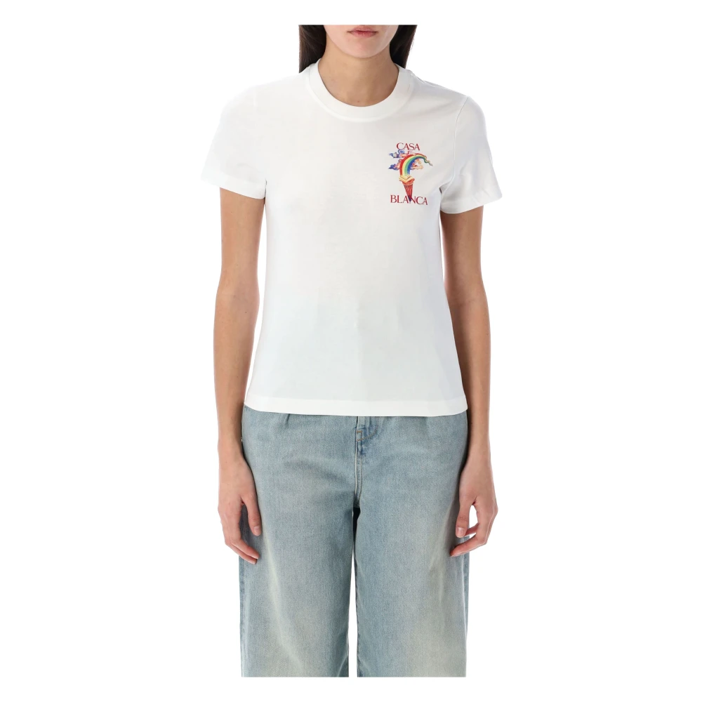 Casablanca Natuurprint Aansluitend T-shirt White Dames