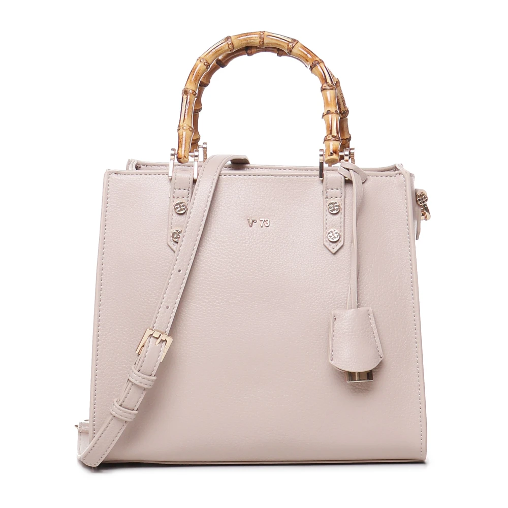 V73 Nude Nefertiti Tas met Bamboe Handvat Beige Dames