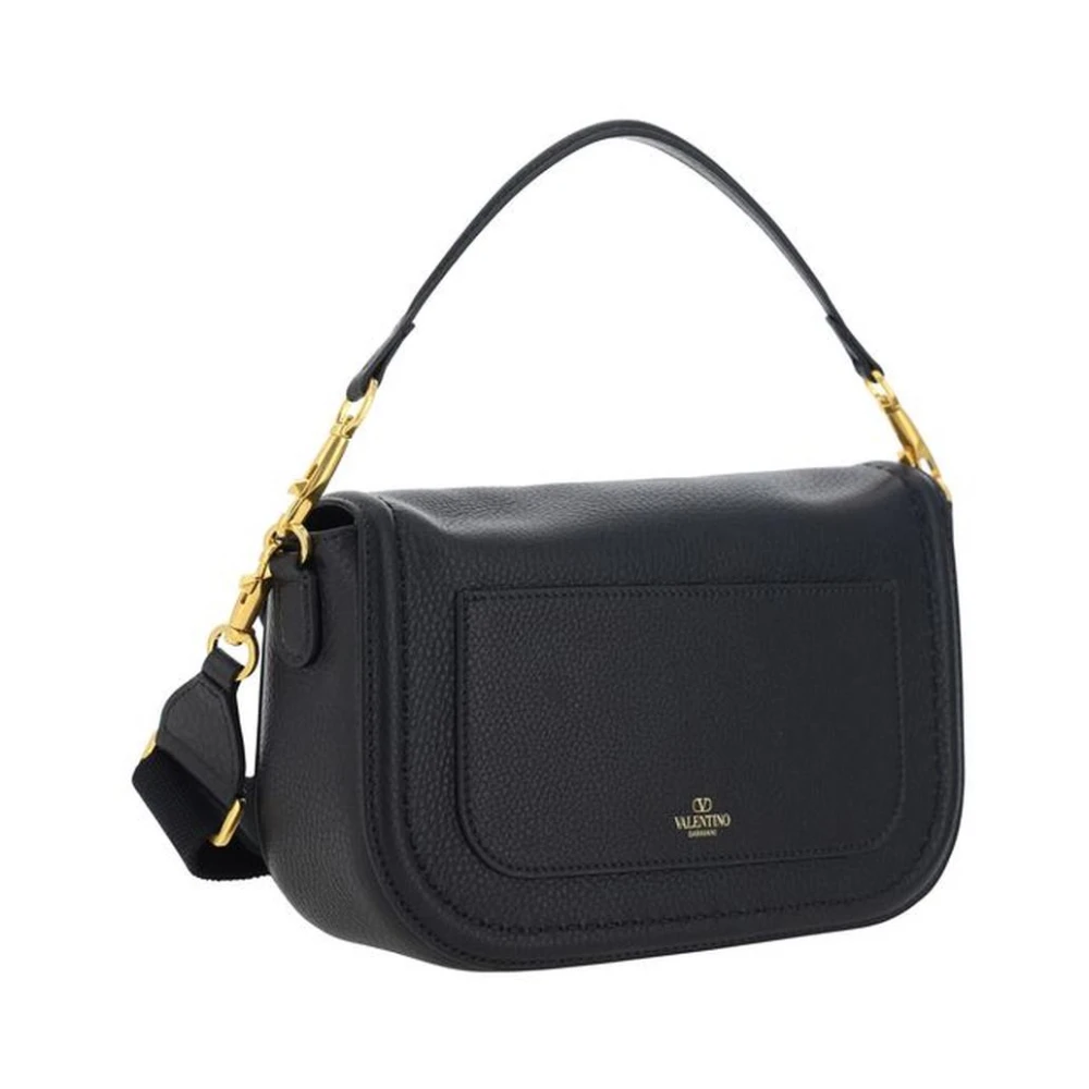 Valentino Garavani Kalfsleren Handtas met Magneetsluiting Black Dames
