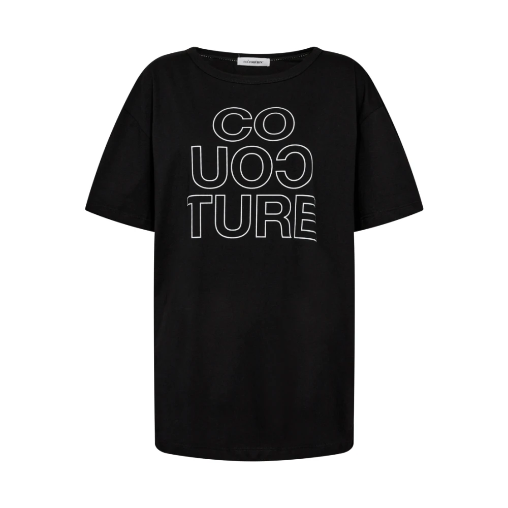 Co'Couture Oversize T-shirt med vit tryckskrift Black, Dam