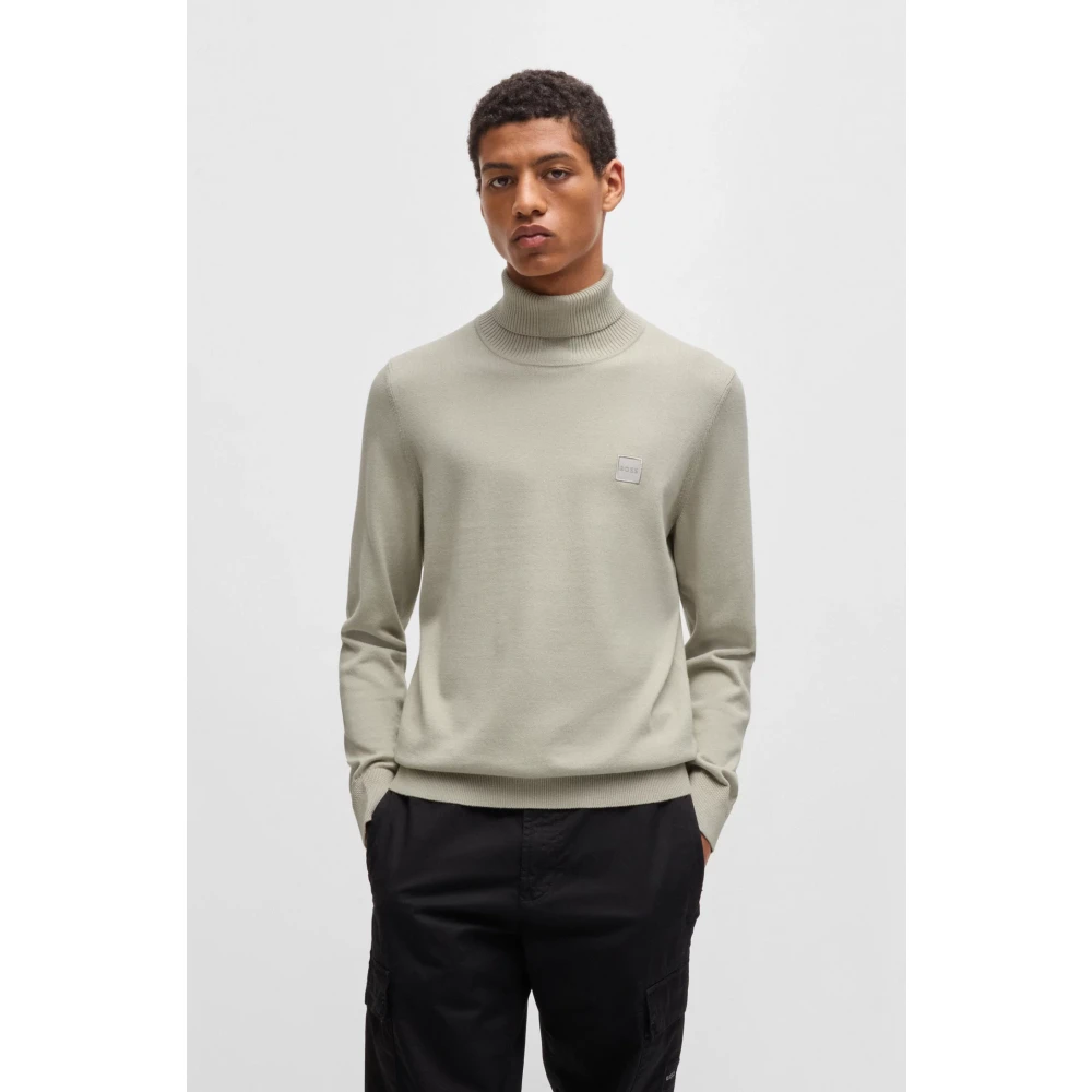 Hugo Boss Zachte Gebreide Coltrui Beige Heren