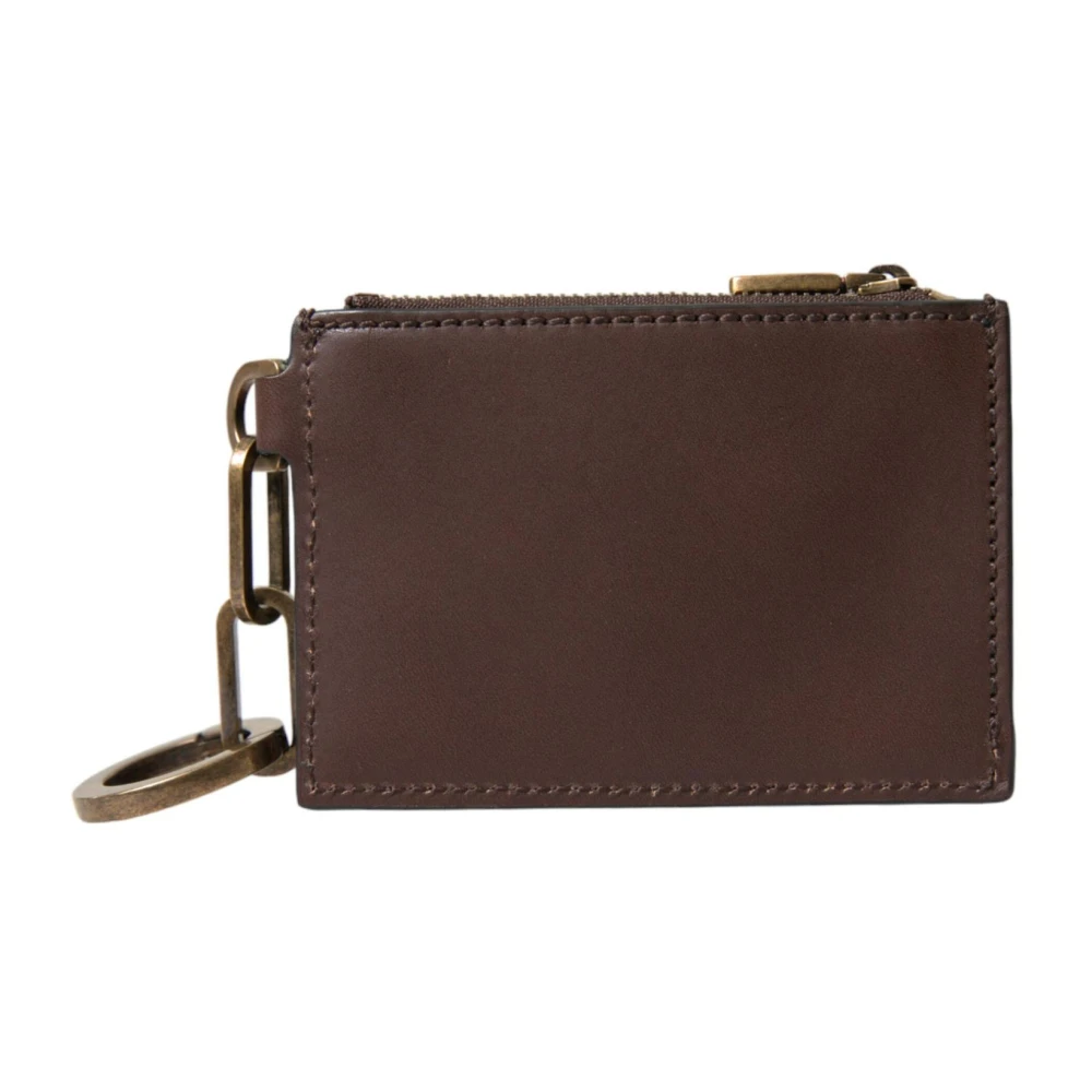 Dolce & Gabbana Luxe Leren Sleutelhanger Muntportemonnee Portemonnee Brown Heren