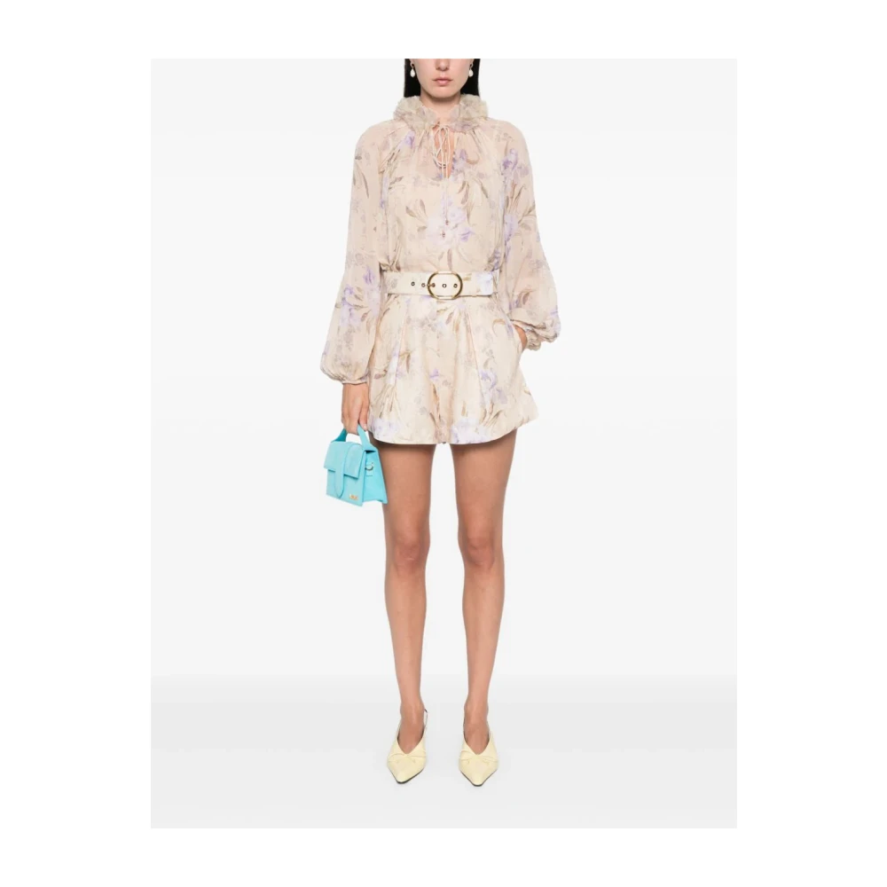 Zimmermann Witte Linnen Shorts met Hoge Taille Multicolor Dames